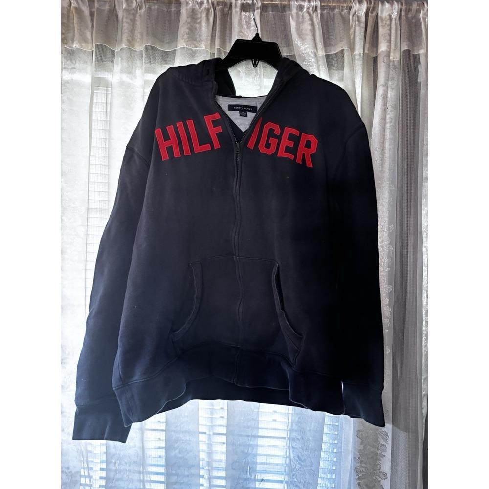 Tommy Hilfiger Hoodie Sweatshirt Men's Size 2XL‎ Spell Out Graphic Preppy Skater